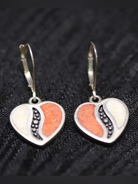 Vintage Sterling Heart Southwestern Dangle Earrings by Coleman Co.